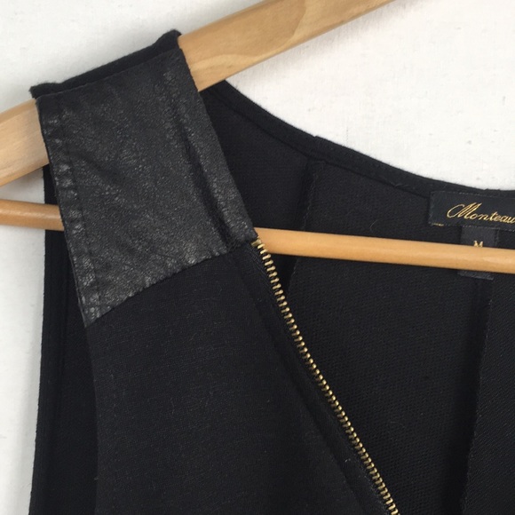 Hi-Lo Black Tank Dress with Faux Leather/Zipper - Picture 5 of 7